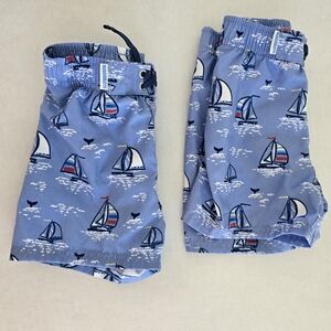 Sailboat Print Toddlers 2 3 Bundle Swim Shorts Trunks Rufflebutts Ruggedbutts